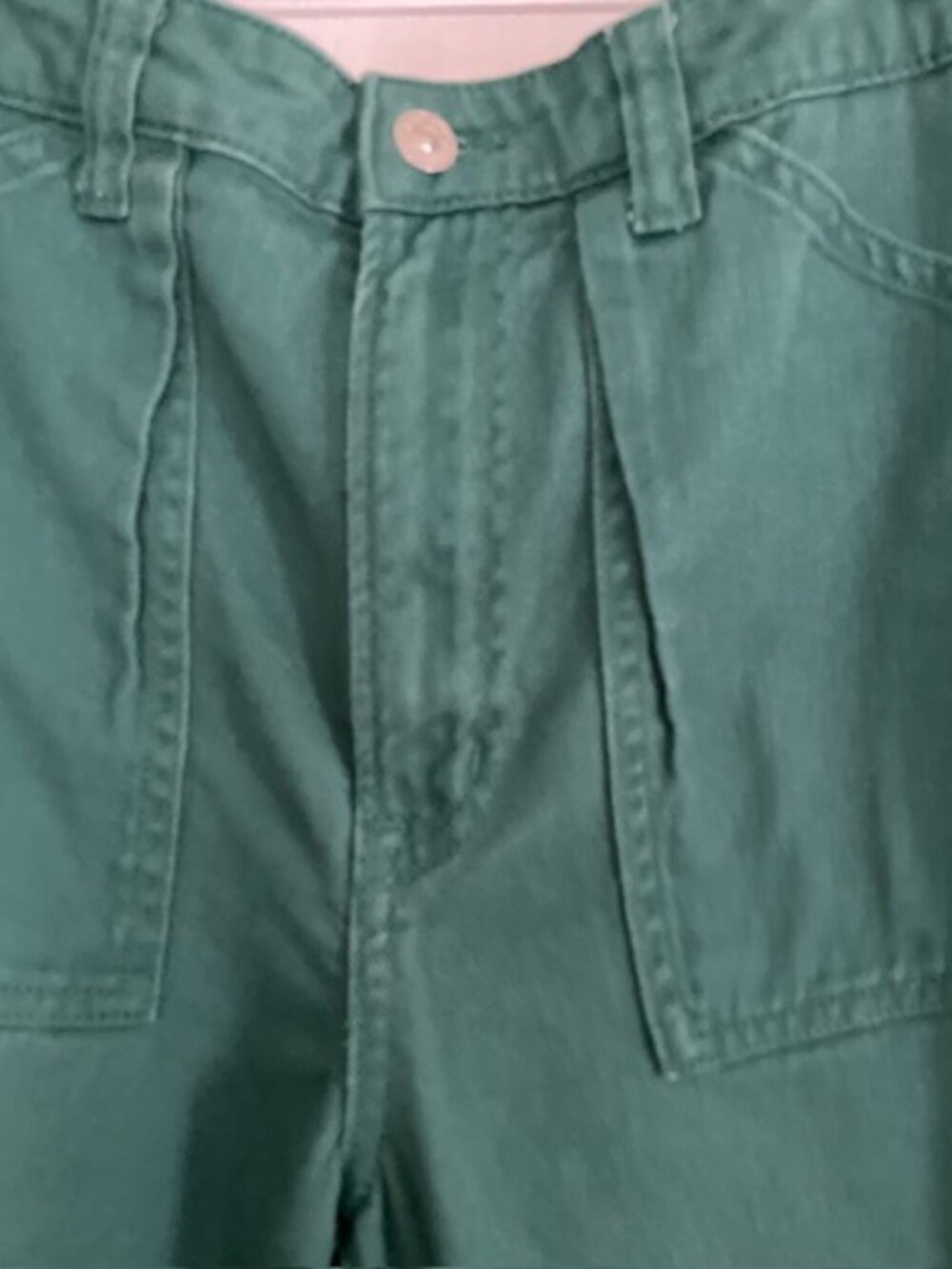 Divided women's green cargo pants canvas cotton size 4 utility boho wide leg - Picture 3 of 5